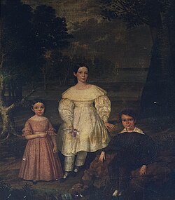 Darkened version of the 1837 Frey children portrait where the enslaved boy Bélizaire had been painted over.